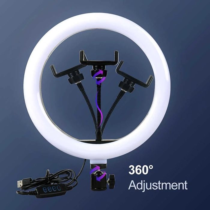 Кольцевая светодиодная LED лампа RING на штативе высота 2м, лампа 26см