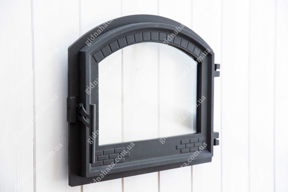 Дверцы чугунные для камина с термостойким стеклом 42х49см