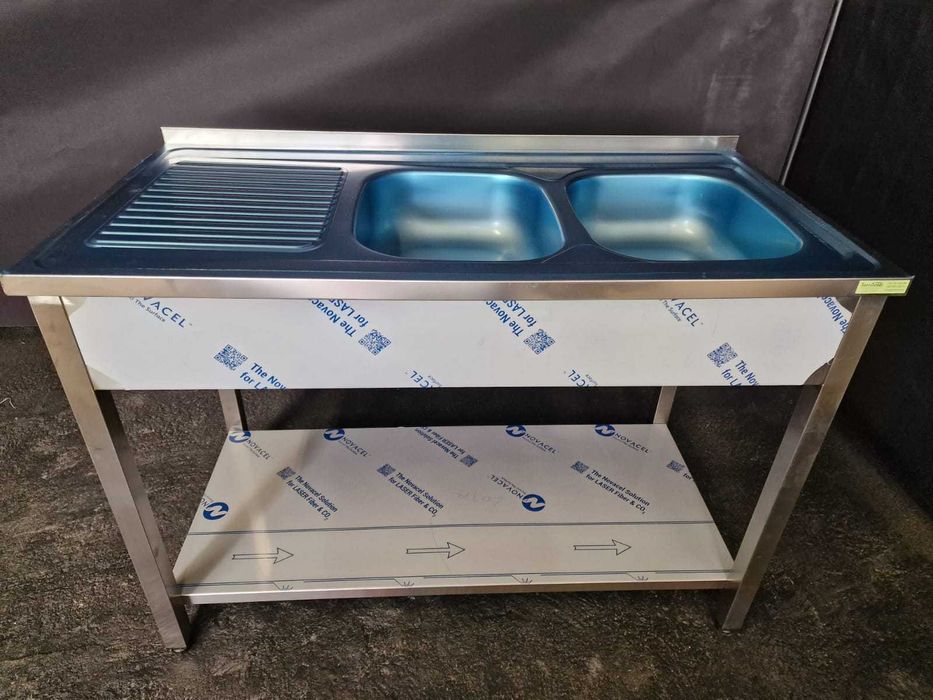 Bancada Aço Inox Nova com Lava Loiça Duplo 120x60