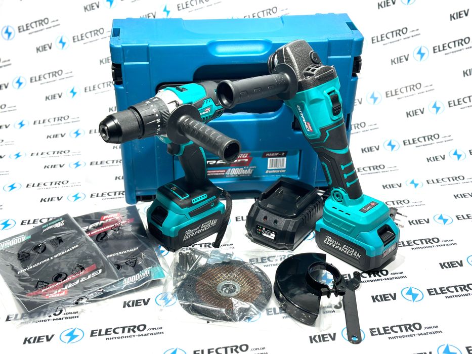 Набор 2в1 Шуруповерт+болгарка Grand ДА 20/13UBL + МШУ 20BL 2акм/4Ам