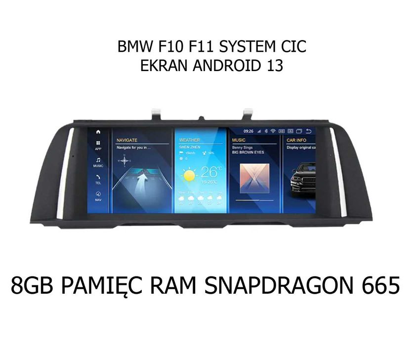 EKRAN ANDROID 13 DO BMW F10 F11 2010/2013 Snapdragon 665 8GB RAM CIC