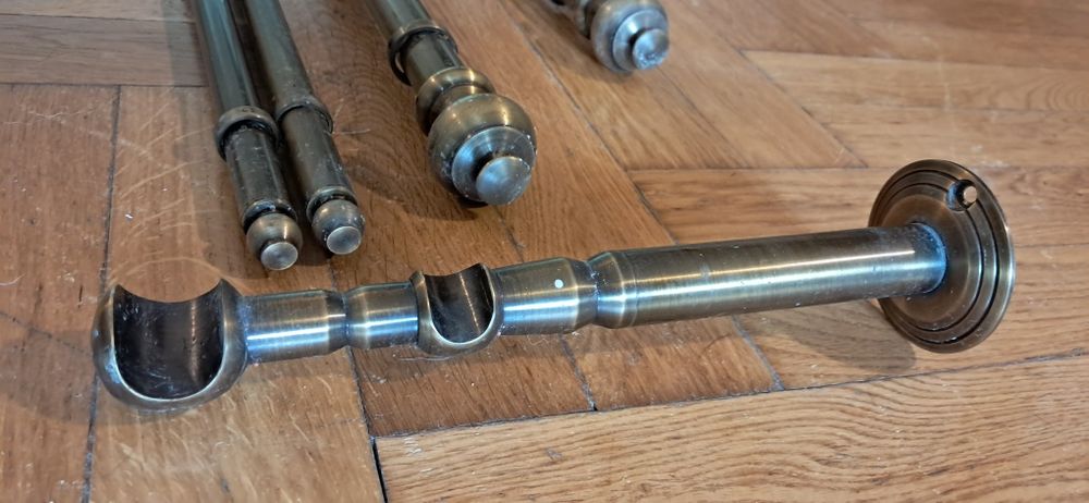 Karnisz 3 komplety mosiądz zaczepy do zasłon