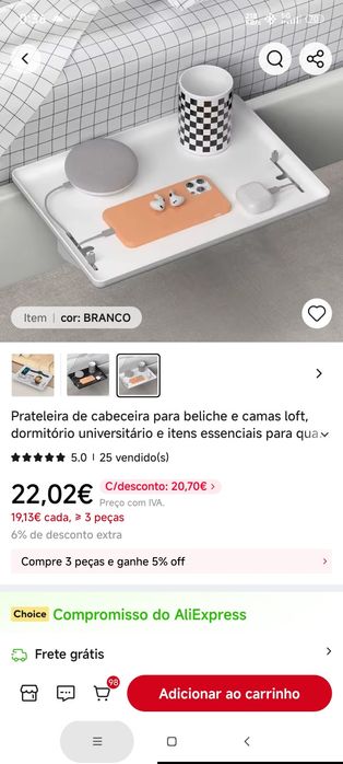 2x mesas acopláveis de cabeceira cama
