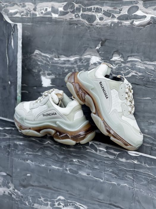 Buty Balenciaga Triple S clear sole milk beige transparent