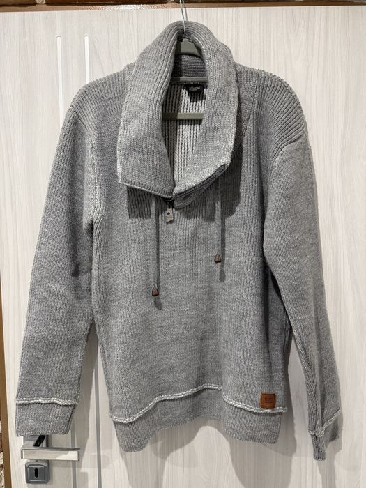 Sweter z kominem gruby ciepły zimowy szary XL Estare