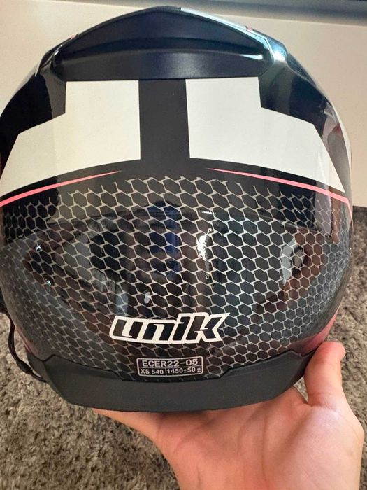 Capacete mota UNIK rosa (XS) + comunicador