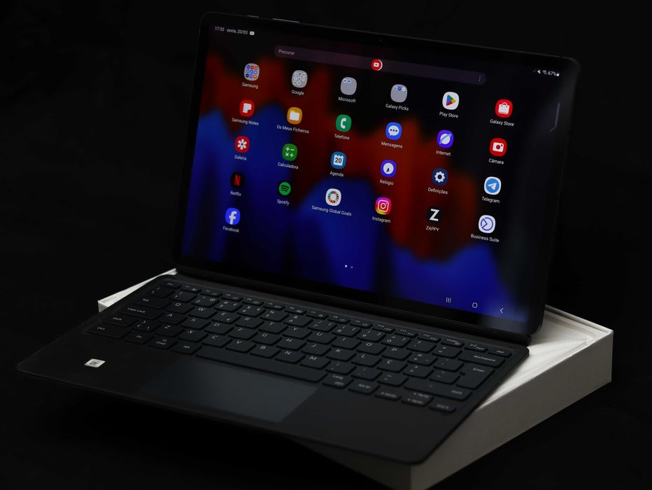 Samsung Galaxy Tab S7+ 128GB + Teclado + S Pen + Caixa + fatura