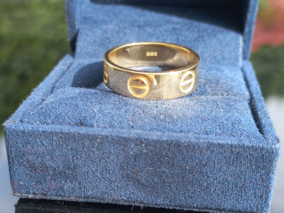 Piękny złoty pierścionek obrączka w stylu cartier 585/6,17g