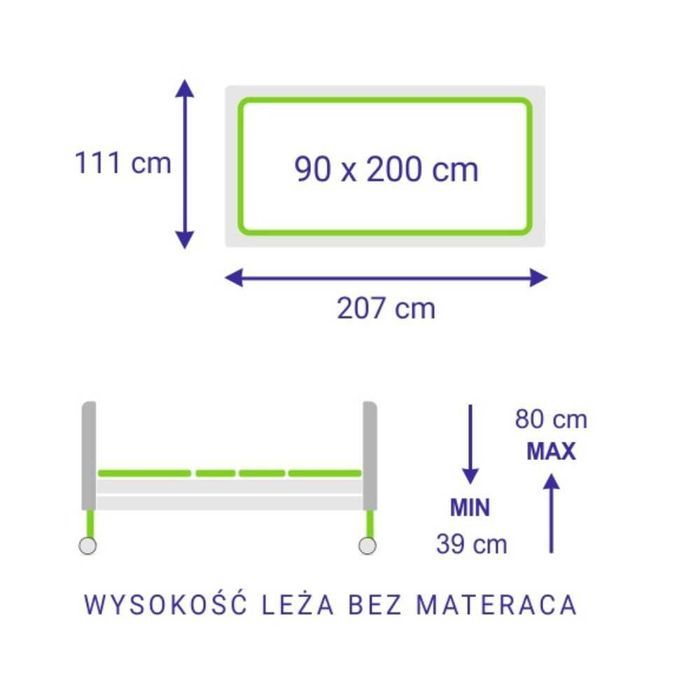 NOWE Łóżko rehabilitacyjne Elbur PB 533 (90x200 cm) WNIESIENIE MONTAŻ