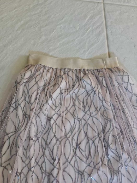 Beżowa plisowana spódniczka dwuwarstwowa