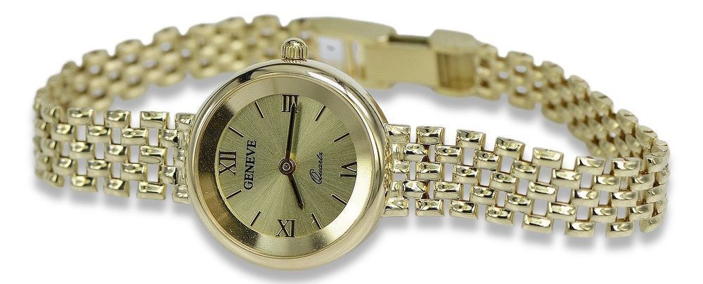 Prześliczny 14K 585 złoty damski zegarek Geneve lw069y