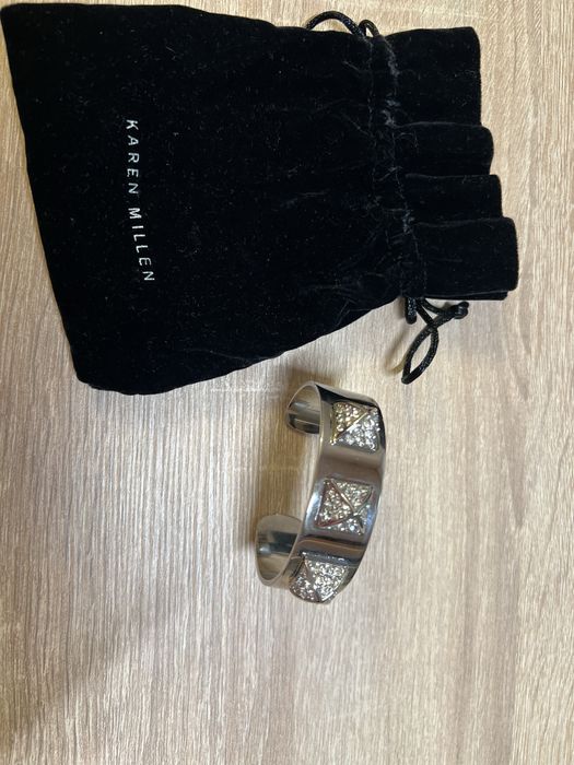 Karen Millen сріблястий браслет з інкрустованими кристалами