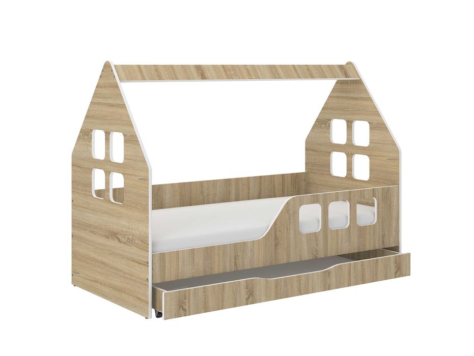 Łóżko dziecięce DOMEK SONOMA z SZUFLADĄ 160x80 + materac