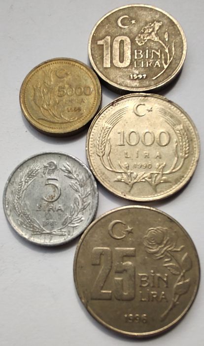MONETY ŚWIATA Turcja 5 monet
