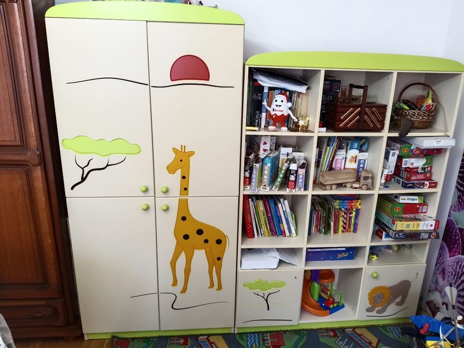 Szafa , łóżko, 2 regały, biurko , pojemnik, komoda, szafka nocna