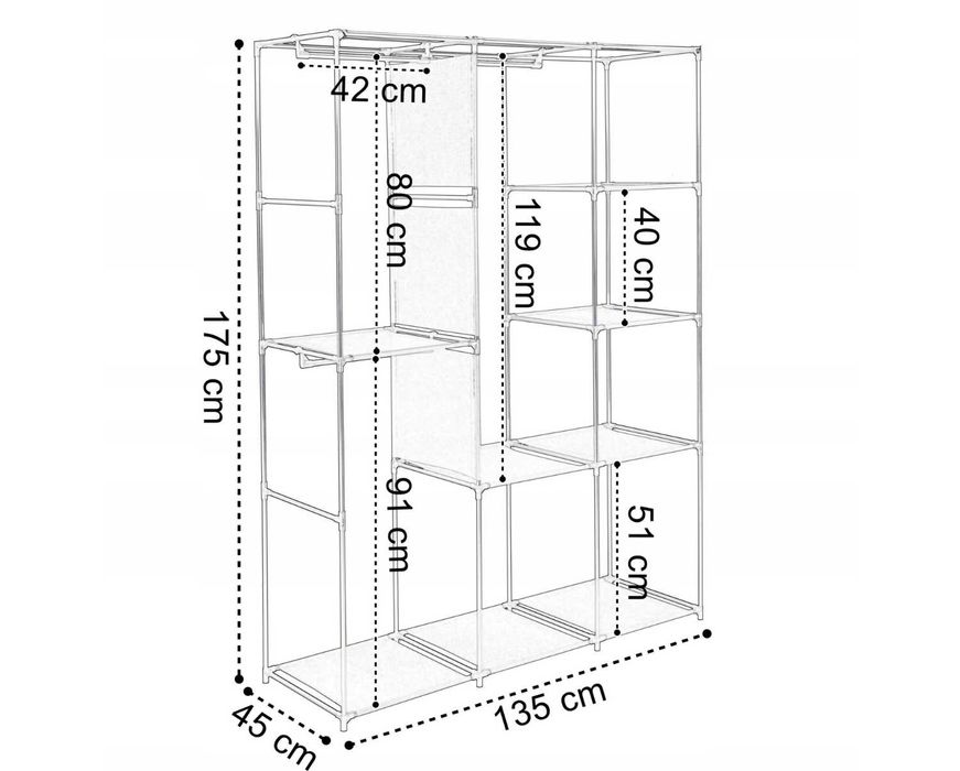 Garderoba Materiałowa Szafa Tekstylna Ubrania Buty Duża Składana XXL