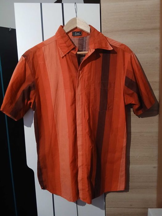 Koszula męska czerwona w paski rozmiar L 100% bawełna