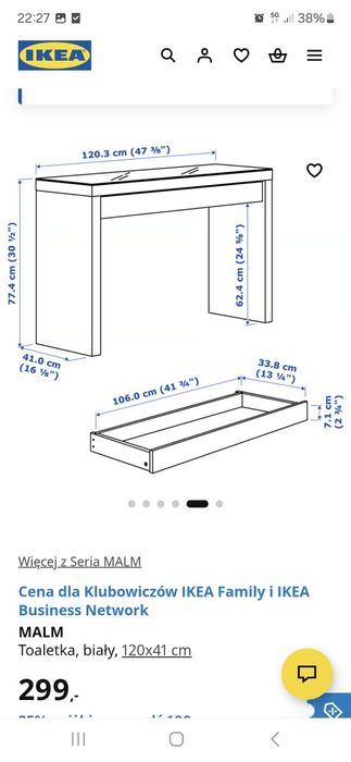Toaletka  ikea malm dla dziewczynki