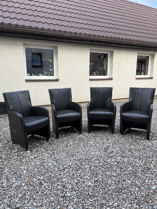 Fotel skórzany 4 fotele skóra naturalna brąz okazja sprawdź tanio