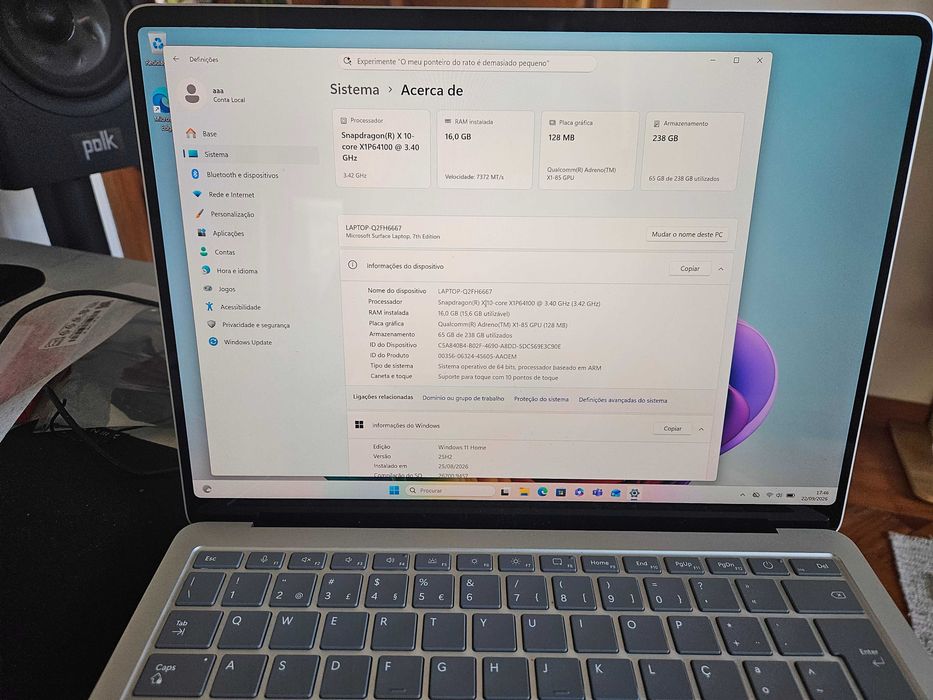 Microsoft Surface Laptop (7) 13.8"/Copilot/Snapdragon X Plus/16GB/256GB c/3 anos garantia