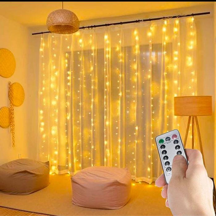 Гірлянда на штору 3*3 метри на крючках 300 ламп