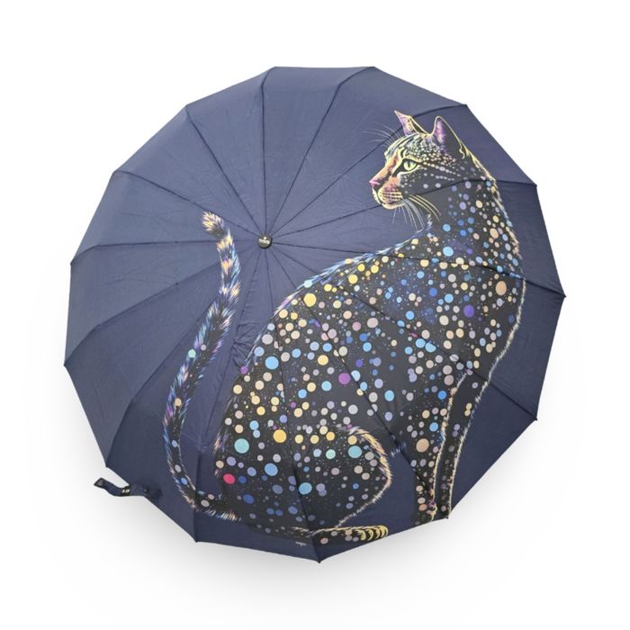 Зонт Парасолька автомат на 14 спиц 3-тройна принт Кошка "Три слона"