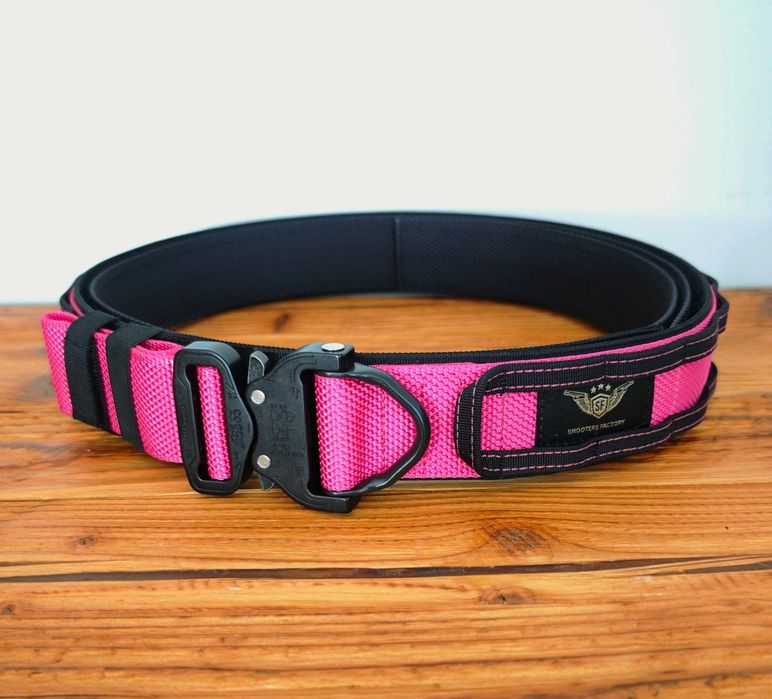 Pas Taktyczny Shooters Factory DA(Klamra z D-ring) różowy,dwuczęściowy