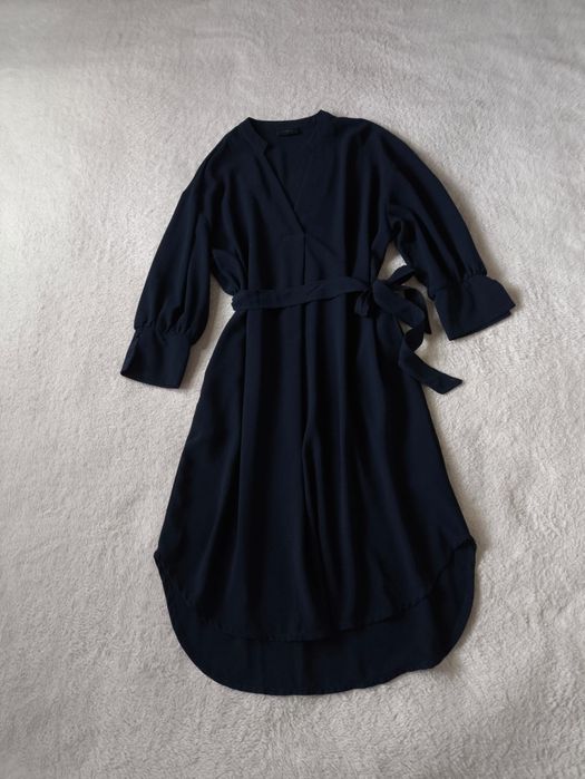 Sukienka midi granatowa kopertowa