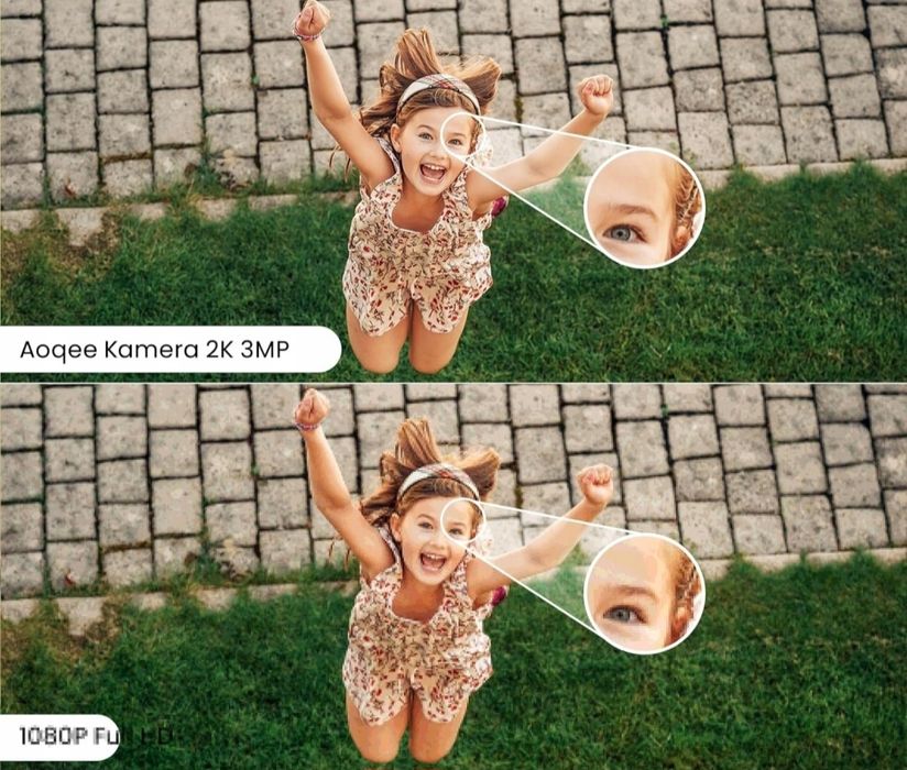 AOQEE Kamera 2K 3MP 2szt IP65 WiFi Wewnętrzna Zewnętrzna Alarm App