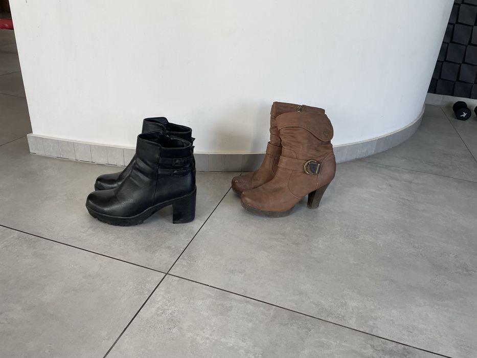 Buty botki na słupku roz . 41 + buty brązowe