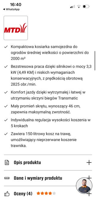 Traktorek kosisrka MTD minirider 60 MANUAL