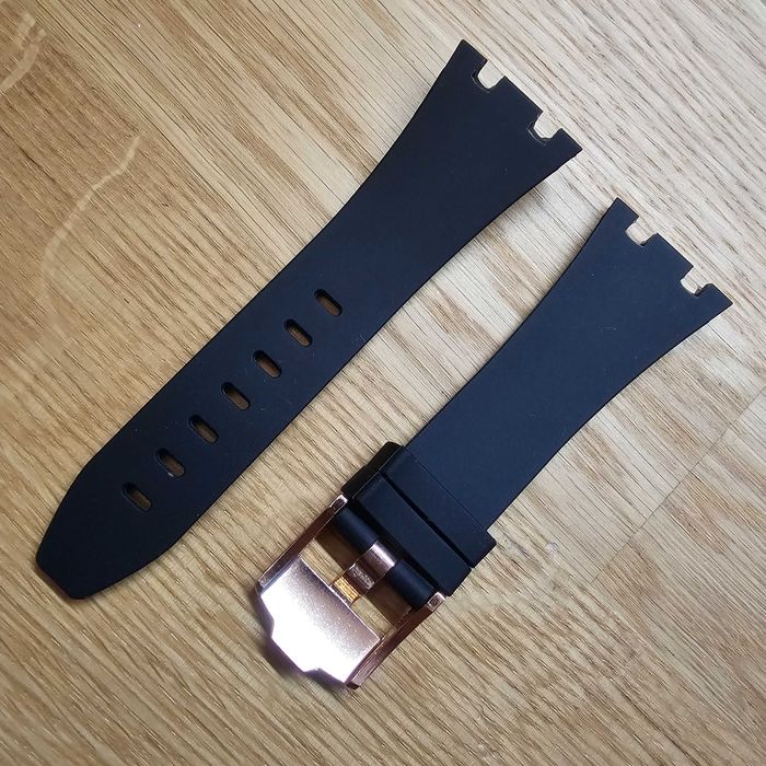 Pulseira Bracelete Relógio AP Royal Oak Preta Rosa Dourada