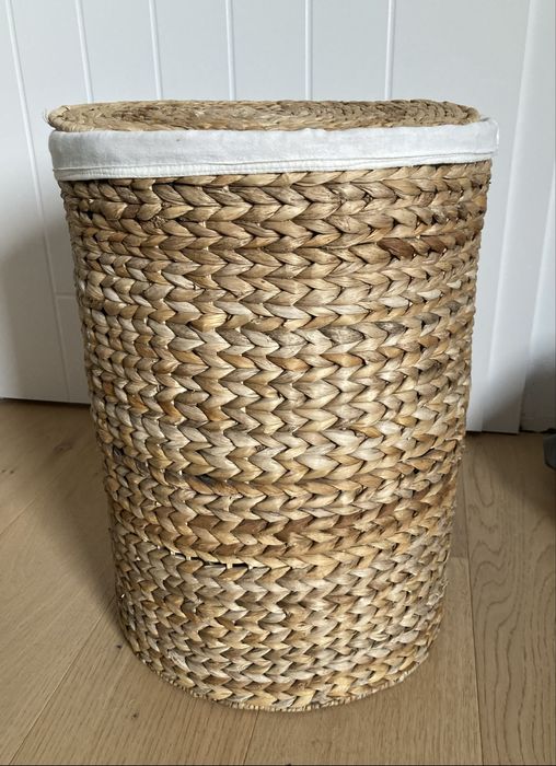 Kosz z trawy morskiej na pranie zabawki z pokrywą duży