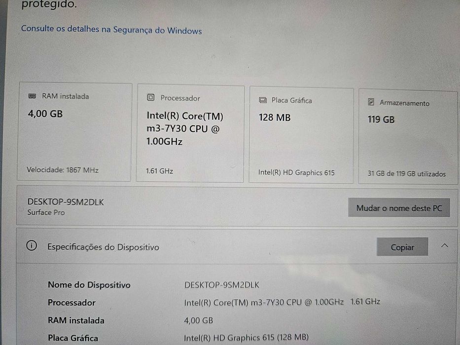 Tablet Hibrido Microsoft surface pro 5 4gb 128gb