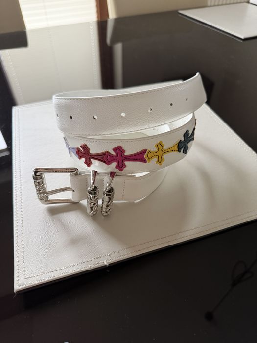 Biały pasek Chrome Hearts
