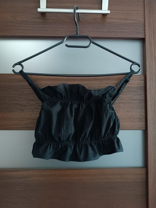 Krótki top czarny bawełniany H&M 34