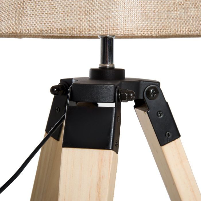 Candeeiro de Mesa Moderno e Original, com Base Tripé de Madeira