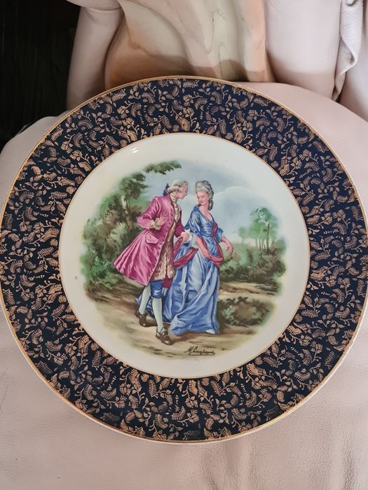 Porcelanowy talerz,  zakochana para