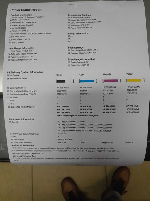 HP Designjet T830 MFP ze skanerem,  ploter wielofunkcyjny licznik 273m