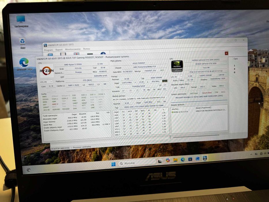ASUS TUF FX505DT-AL086T (Po Serwisie!)