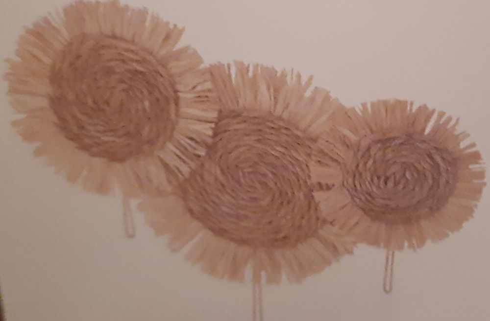 Ozdoba ścienna boho makrama zawieszka naturalna trawa wiklinowa