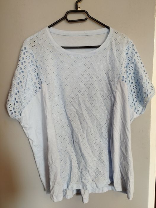Błękitna niebieska bluzka ażur Dunnes 48 50