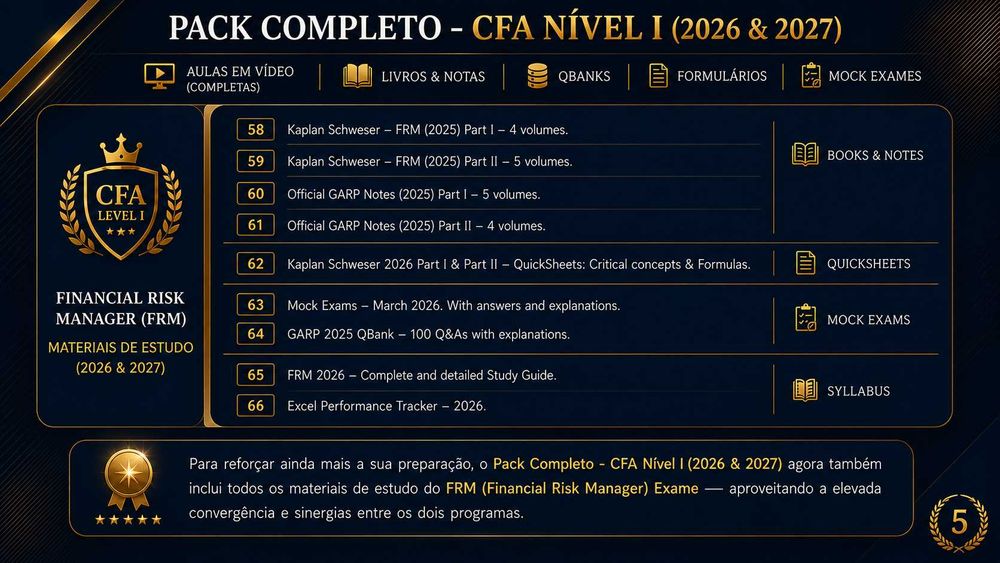 Pack Completo CFA Level I 2026/2027 + Edição Oficial CFA Institute 2027