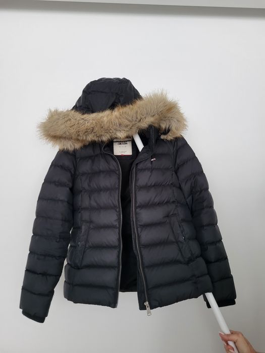 Tommy Hilfiger M 38 kurtka zimowa futerko kaptur puchowa