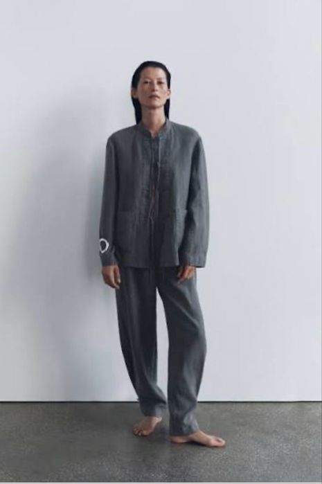 Льняний костюм Zara сірий, графіт, S-M