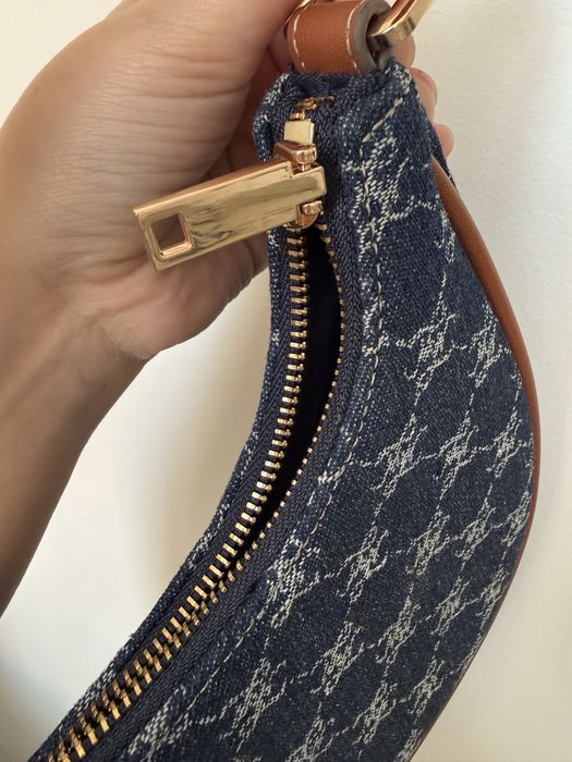 Сумка сумочка багет на плече текстильна джинсова mango