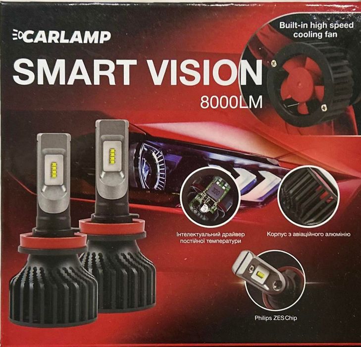 Лед лампы h3 в противотуманке Carlamp Led Smart Vision светодиоды 8000