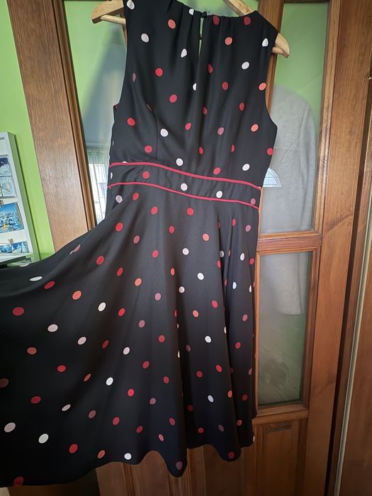 Czarna sukienka w groszki moonson rozm 42 XL