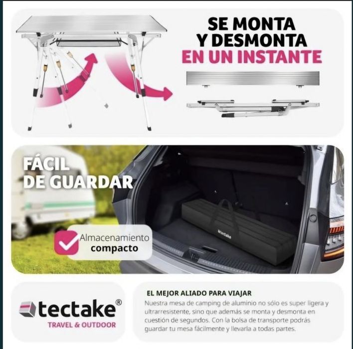 Mesa dobravel campismo