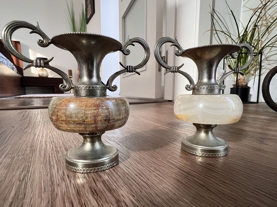 2 X Vaso vintage Ónix e latão.